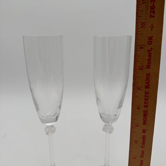 Ralph Lauren Champagne Toasting Flutes Vows Blown Glass 9" Love Knot Set of 2 - Picture 5 of 5